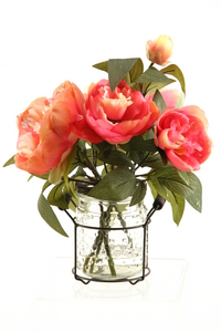 Pink Peonies in Glass Jelly Jar