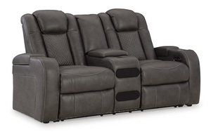 Fyne Dyme Dual Reclining Power Console Loveseat with Bluetooth Speaker System