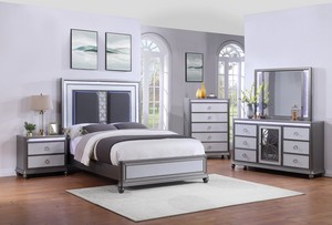 Glamour- King Bed, Dresser, Mirror