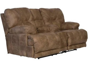 Voyager Brandy Reclining Console Loveseat